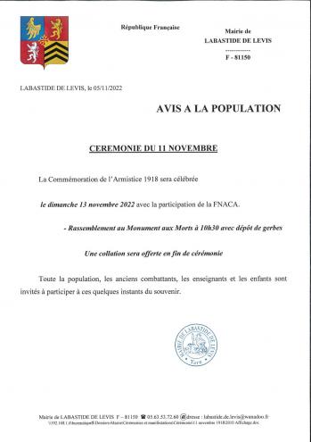 Commémoration du 11 novembre Labastide de Levis
