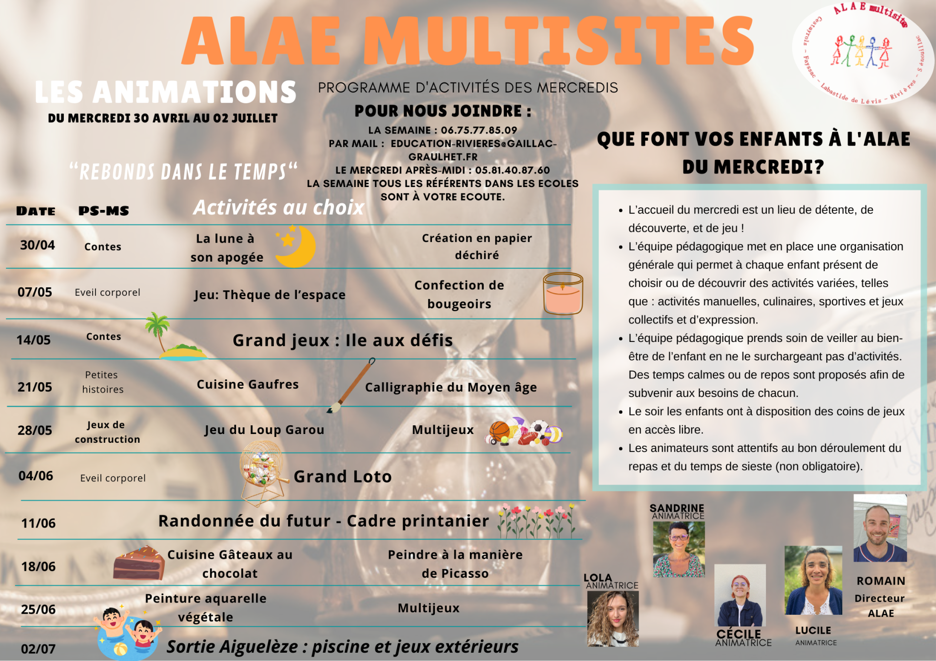 Alae multisites mercredis planning avril mai