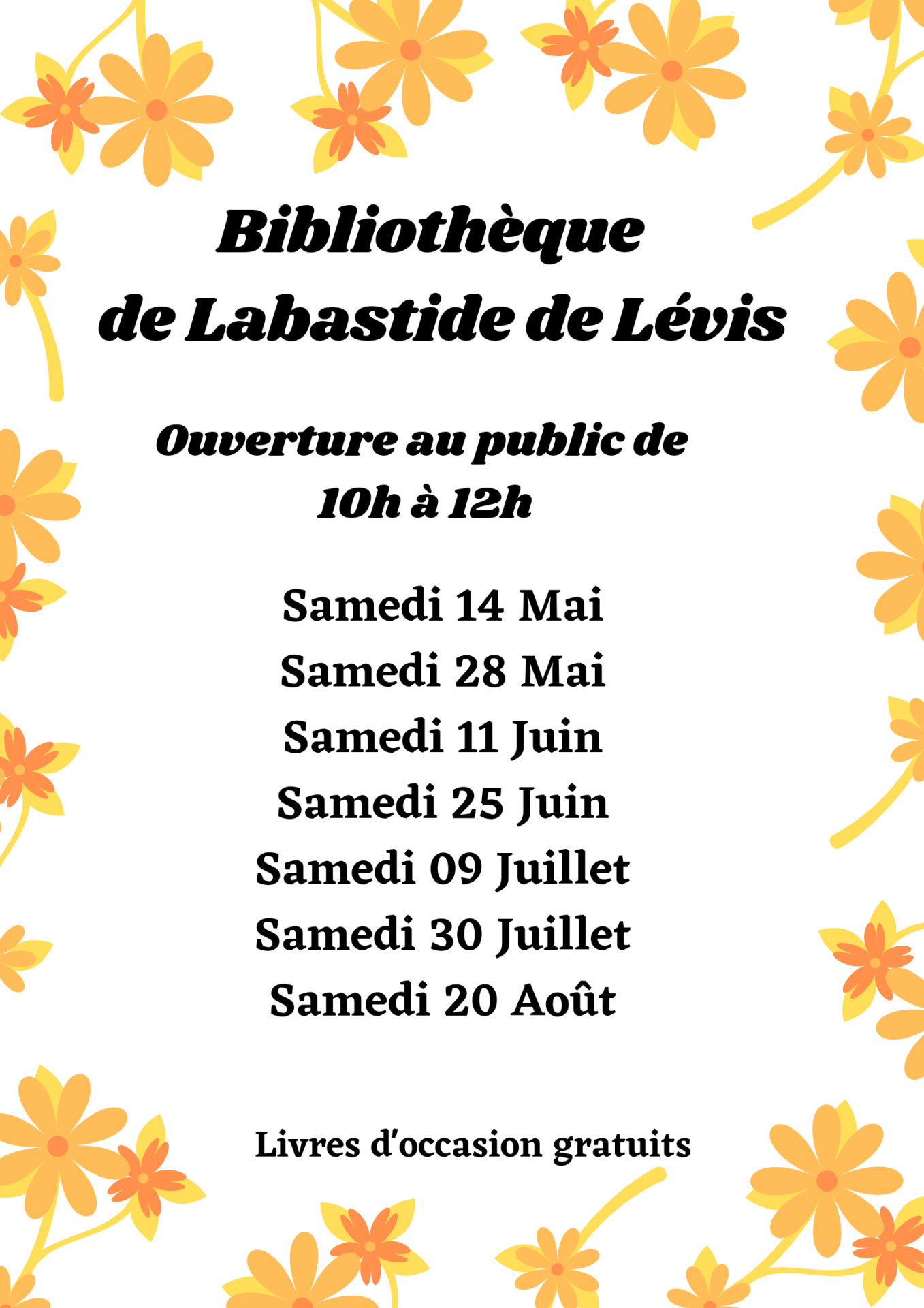 Horaires bibliotheque mai aout 2022